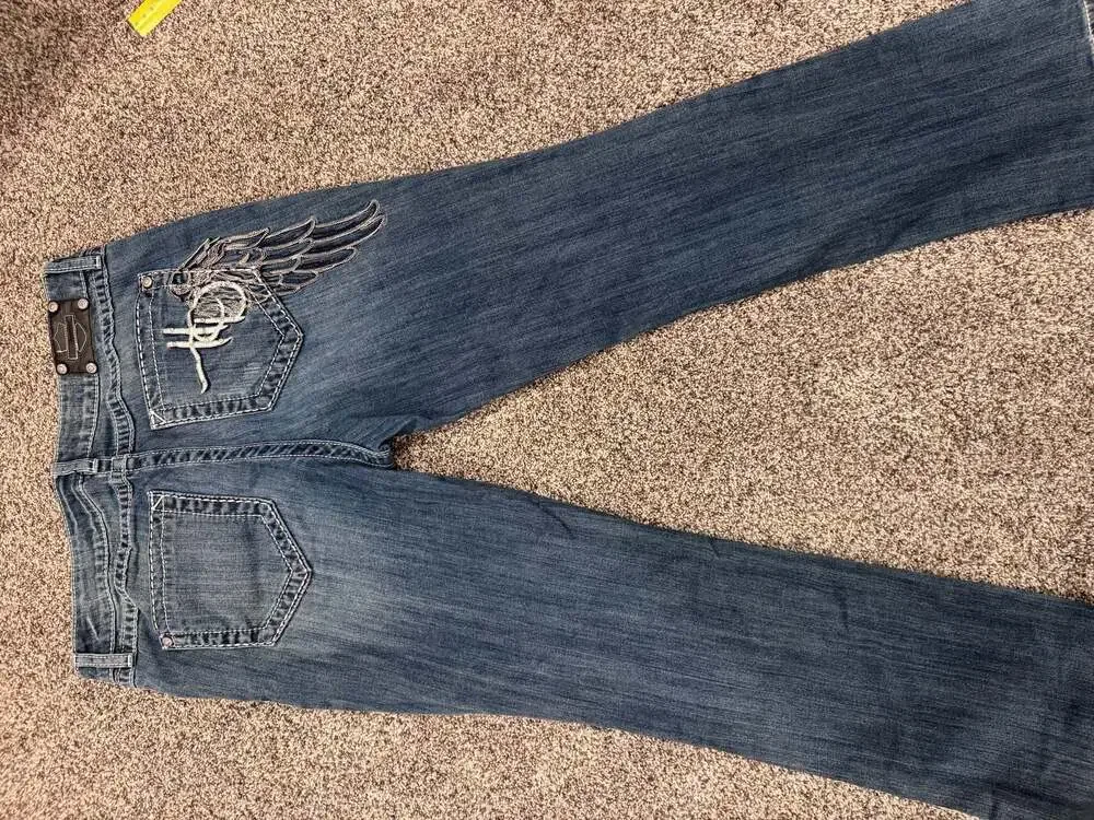 Harley-Davidson Women's Angel Wing Embroidered and Studded Bootcut Jeans Size 12